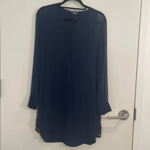 vince navy silk dress Vince Silk Midi Dress Marine